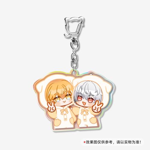 【屿泽×枫荷 贴贴】7cm镭射钥匙扣猫咪扣 - 双人狗狗